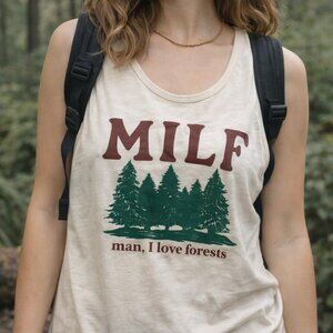 MILF “Man I Love Forests” Humor Tank Top | Bend Oregon Local Artist | Unisex M